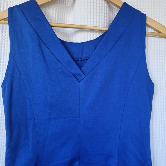 Didier Parakian blue sateen fitted dress - Picture 4 of 5